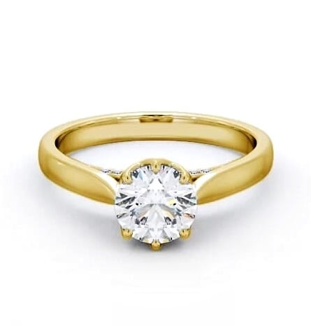 Round Diamond with Diamond Set Rail Ring 18K Yellow Gold Solitaire ENRD116_YG_THUMB2 