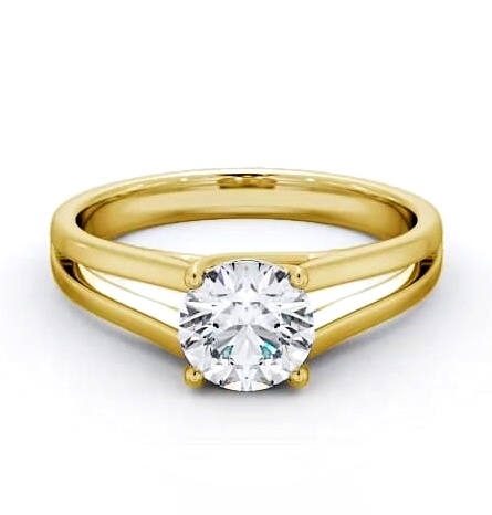 Round Diamond Split Band Engagement Ring 9K Yellow Gold Solitaire ENRD117_YG_THUMB1