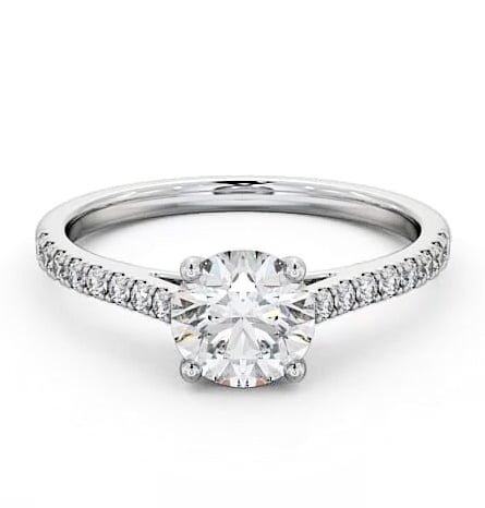 Round Diamond Classic Engagement Ring Platinum Solitaire with Channel ENRD118_WG_THUMB2 