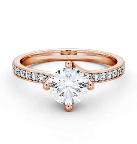 Round Diamond Sweeping Prongs Engagement Ring 18K Rose Gold Solitaire ENRD119_RG_THUMB1
