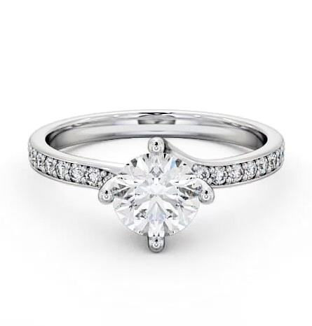 Round Diamond Sweeping Prongs Engagement Ring Palladium Solitaire ENRD119_WG_THUMB1
