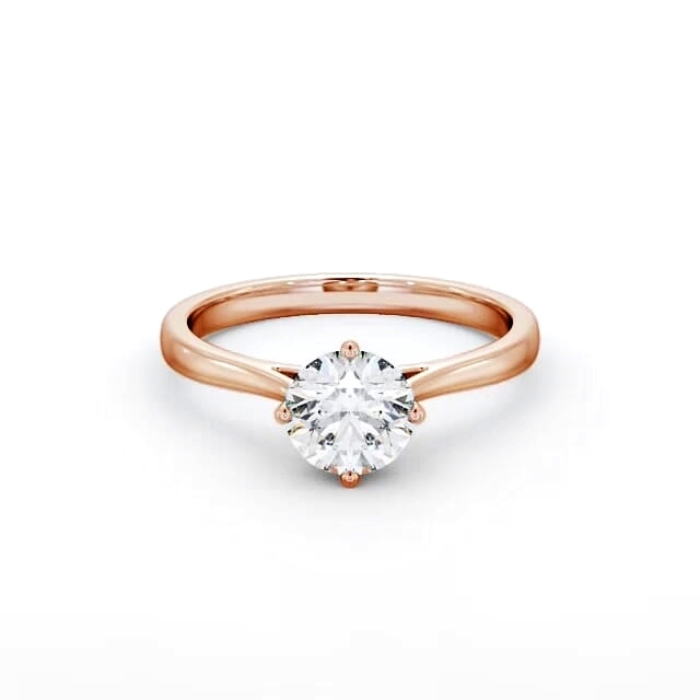 Round Diamond Engagement Ring 18K Rose Gold Solitaire - Luiza ENRD122_RG_HAND