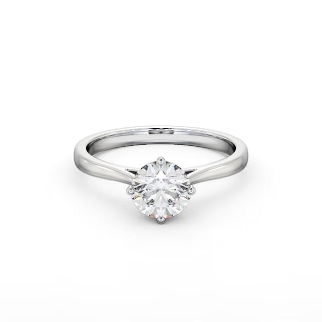 Round Diamond Engagement Ring 18K White Gold Solitaire - Luiza ENRD122_WG_HAND