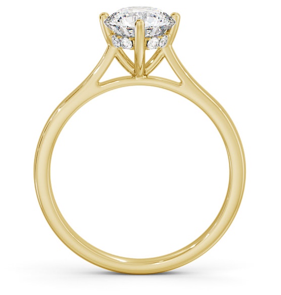 Round Diamond with Diamond Set Rail Engagement Ring 18K Yellow Gold Solitaire ENRD122_YG_THUMB1