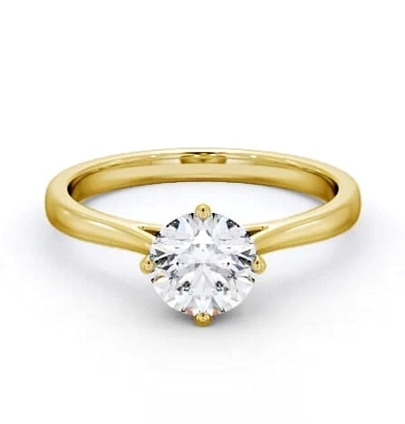 Round Diamond with Diamond Set Rail Ring 18K Yellow Gold Solitaire ENRD122_YG_THUMB1