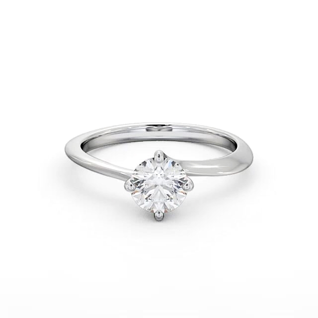 Round Diamond Engagement Ring 18K White Gold Solitaire - Maleny ENRD123_WG_HAND