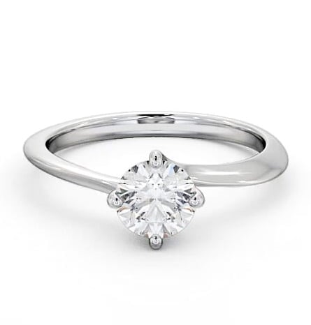 Round Diamond Sweeping Prongs Engagement Ring 9K White Gold Solitaire ENRD123_WG_THUMB2 