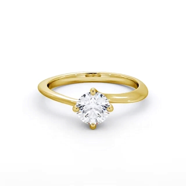 Round Diamond Engagement Ring 18K Yellow Gold Solitaire - Maleny ENRD123_YG_HAND