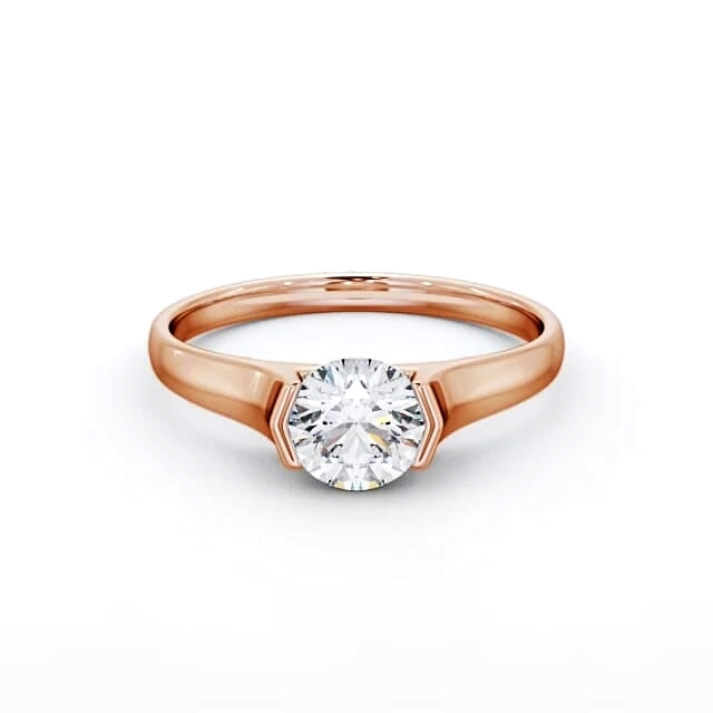 Round Diamond Engagement Ring 18K Rose Gold Solitaire - Brinley ENRD126_RG_HAND