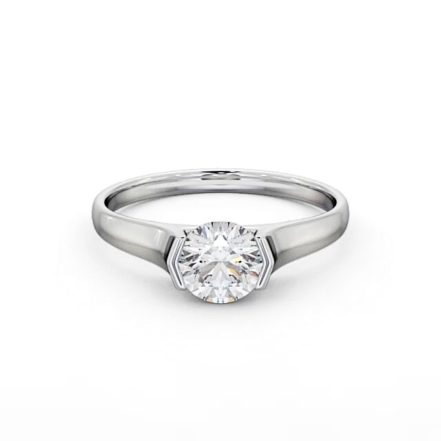 Round Diamond Engagement Ring 18K White Gold Solitaire - Brinley ENRD126_WG_HAND