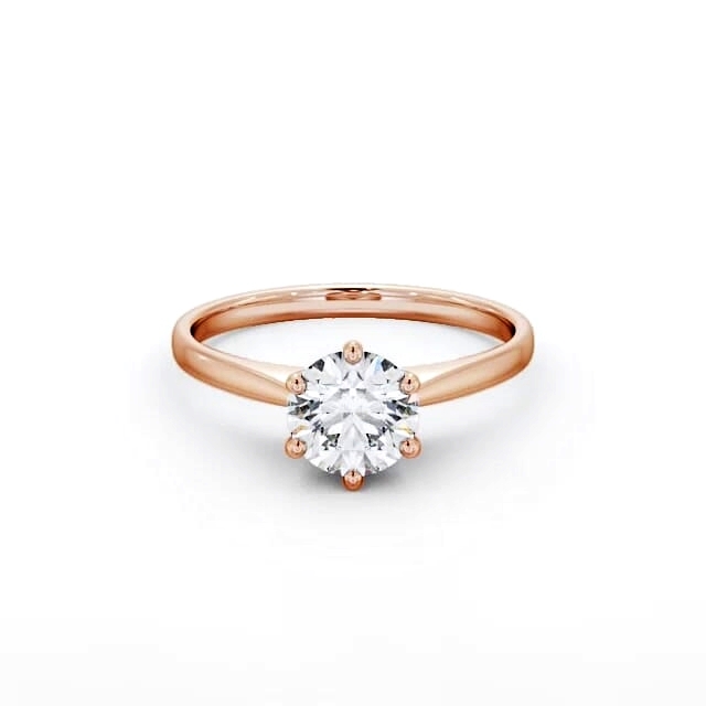 Round Diamond Engagement Ring 18K Rose Gold Solitaire - Savanna ENRD127_RG_HAND