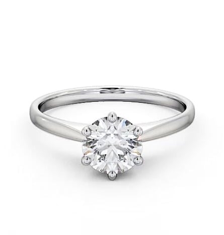Round Diamond Petite Band Engagement Ring 18K White Gold Solitaire ENRD127_WG_THUMB2 