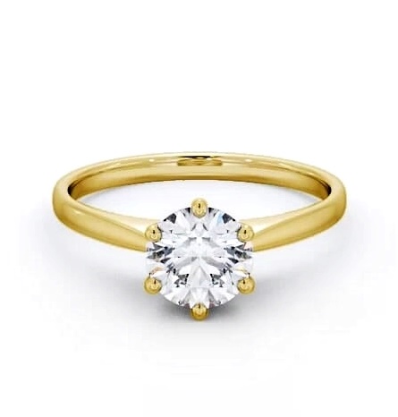 Round Diamond Petite Band Engagement Ring 9K Yellow Gold Solitaire ENRD127_YG_THUMB1