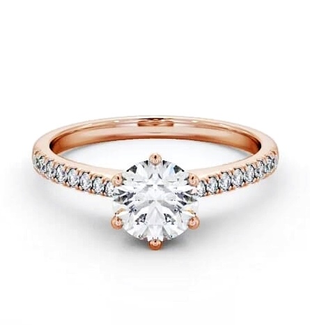 Round Diamond 6 Prong Engagement Ring 18K Rose Gold Solitaire ENRD127S_RG_THUMB1