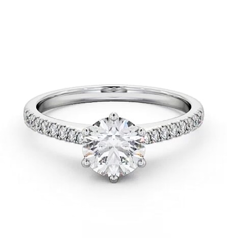 Round Diamond 6 Prong Engagement Ring Platinum Solitaire with Channel ENRD127S_WG_THUMB1