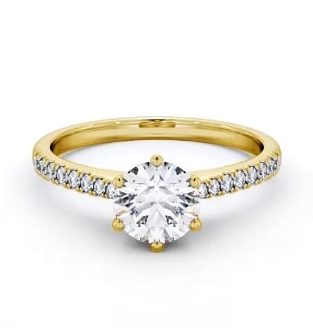 Round Diamond 6 Prong Engagement Ring 18K Yellow Gold Solitaire ENRD127S_YG_THUMB2 