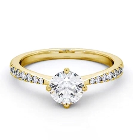 Round Diamond Rotated Head Engagement Ring 18K Yellow Gold Solitaire ENRD128S_YG_THUMB1