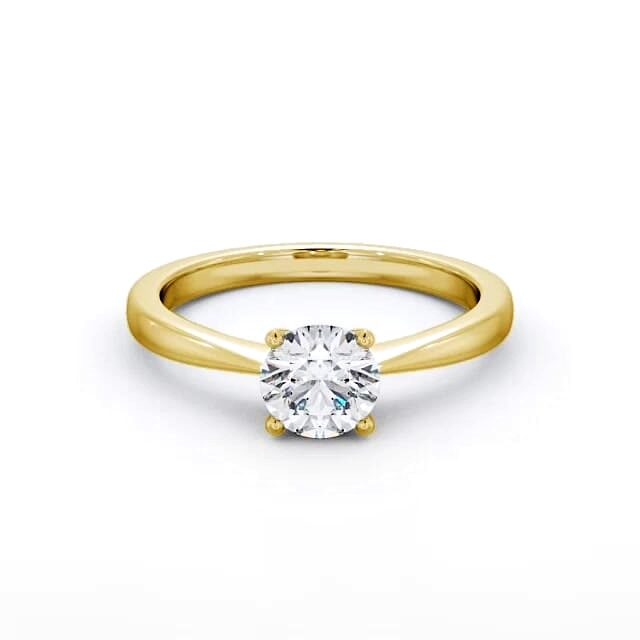 Round Diamond Engagement Ring 18K Yellow Gold Solitaire - Soliana ENRD129_YG_HAND