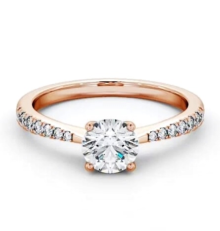 Round Diamond Tapered Band Engagement Ring 18K Rose Gold Solitaire ENRD129S_RG_THUMB1