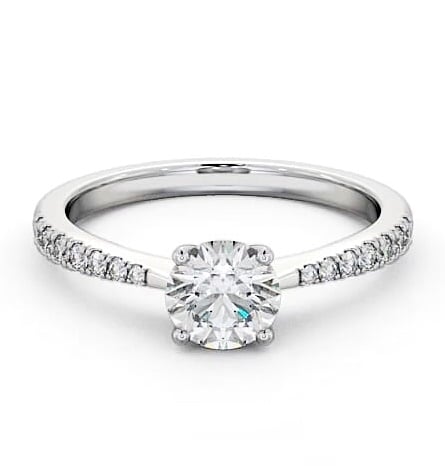 Round Diamond Tapered Band Engagement Ring Platinum Solitaire ENRD129S_WG_THUMB1