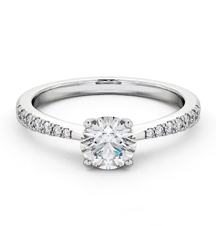 Round Diamond Tapered Band Engagement Ring 18K White Gold Solitaire ENRD129S_WG_THUMB2 
