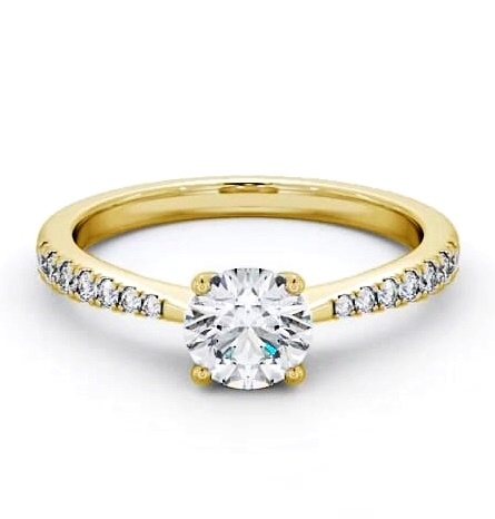 Round Diamond Tapered Band Engagement Ring 18K Yellow Gold Solitaire ENRD129S_YG_THUMB2 