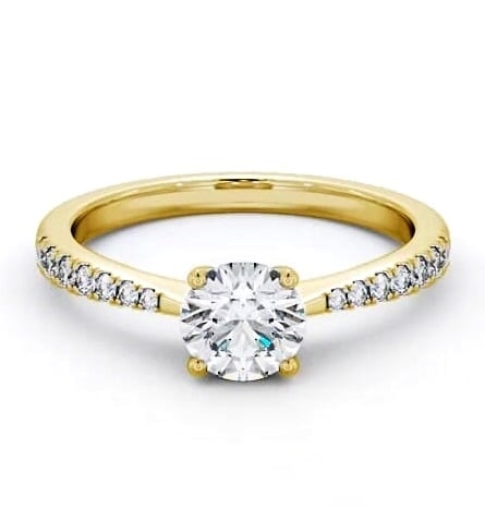 Round Diamond Tapered Band Engagement Ring 9K Yellow Gold Solitaire ENRD129S_YG_THUMB1