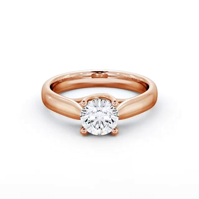 Round Diamond Engagement Ring 9K Rose Gold Solitaire - Ora ENRD12_RG_HAND
