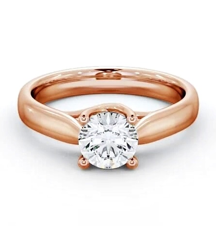 Round Diamond Wide Band Engagement Ring 18K Rose Gold Solitaire ENRD12_RG_THUMB1