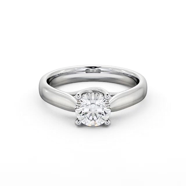 Round Diamond Engagement Ring 18K White Gold Solitaire - Ora ENRD12_WG_HAND
