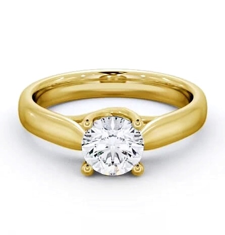 Round Diamond Wide Band Engagement Ring 18K Yellow Gold Solitaire ENRD12_YG_THUMB1