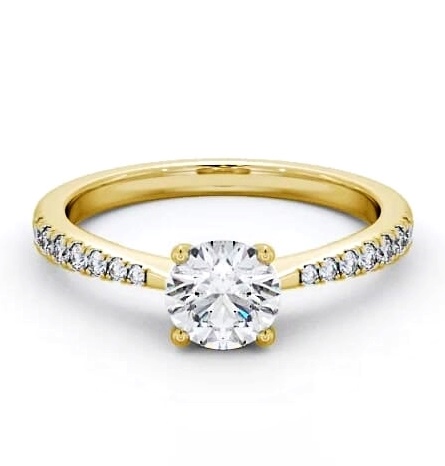 Round Diamond Tapered Band Engagement Ring 18K Yellow Gold Solitaire ENRD130S_YG_THUMB1