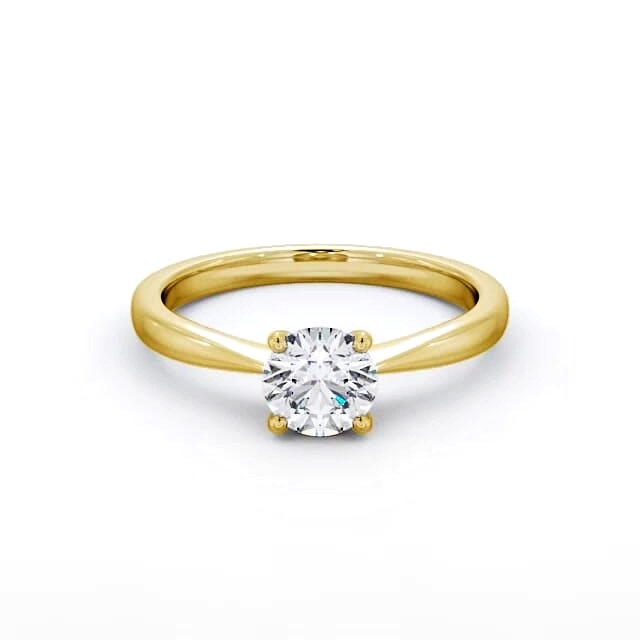 Round Diamond Engagement Ring 18K Yellow Gold Solitaire - Francesca ENRD134_YG_HAND
