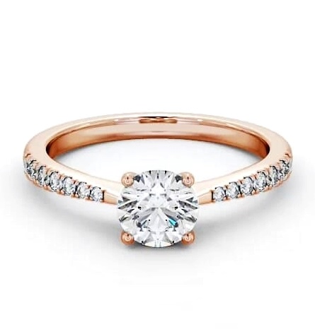 Round Diamond Tapered Band Engagement Ring 9K Rose Gold Solitaire ENRD134S_RG_THUMB1