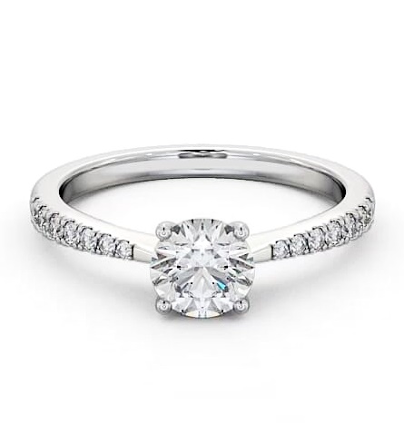Round Diamond Tapered Band Engagement Ring Platinum Solitaire ENRD134S_WG_THUMB1