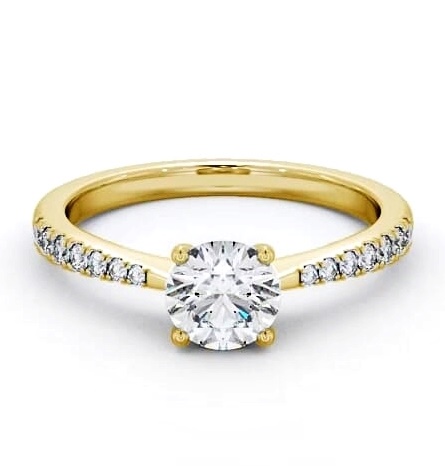 Round Diamond Tapered Band Engagement Ring 18K Yellow Gold Solitaire ENRD134S_YG_THUMB2 