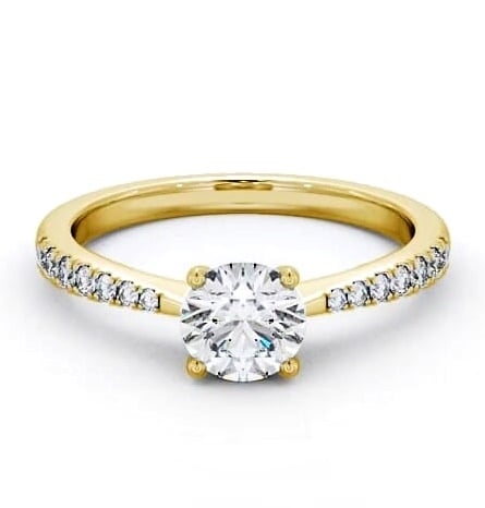 Round Diamond Tapered Band Engagement Ring 9K Yellow Gold Solitaire ENRD134S_YG_THUMB1