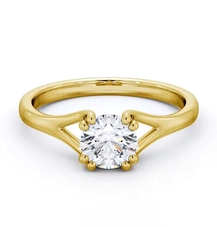 Round Diamond Split Band Engagement Ring 18K Yellow Gold Solitaire ENRD135_YG_THUMB1