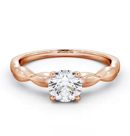Round Diamond Rippled Band Engagement Ring 18K Rose Gold Solitaire ENRD136_RG_THUMB2 