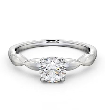 Round Diamond Rippled Band Engagement Ring 18K White Gold Solitaire ENRD136_WG_THUMB1