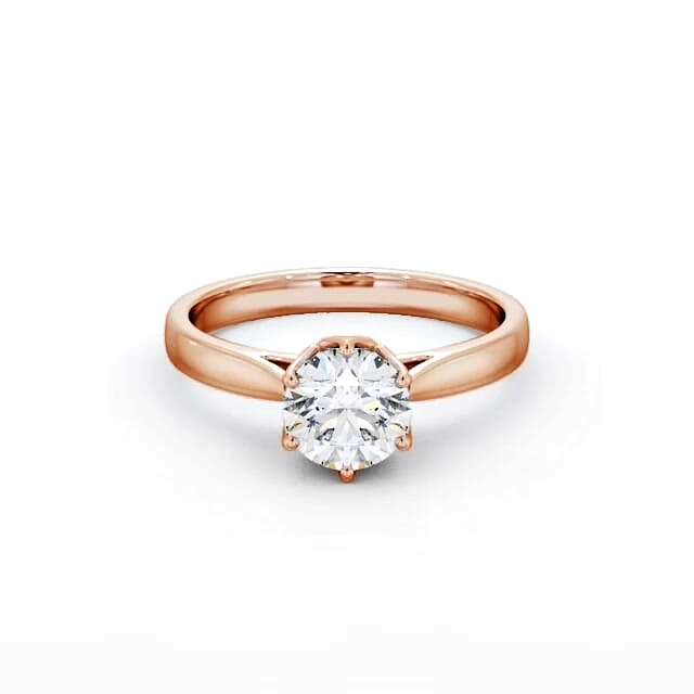 Round Diamond Engagement Ring 18K Rose Gold Solitaire - Cornelia ENRD137_RG_HAND