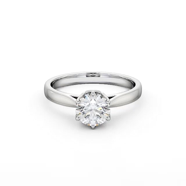 Round Diamond Engagement Ring 9K White Gold Solitaire - Cornelia ENRD137_WG_HAND