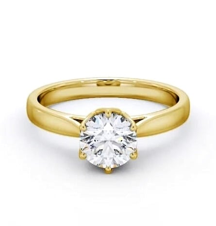Round Diamond Regal Design Engagement Ring 18K Yellow Gold Solitaire ENRD137_YG_THUMB2 
