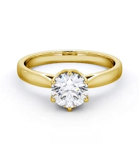Round Diamond Regal Design Engagement Ring 9K Yellow Gold Solitaire ENRD137_YG_THUMB2 