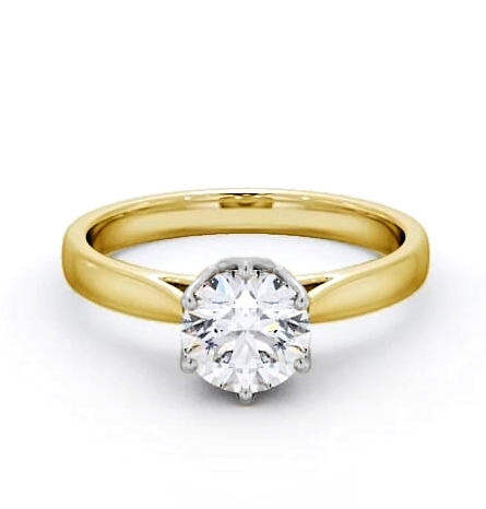 Round Diamond Regal Design Engagement Ring 18K Yellow and White Gold Solitaire ENRD137_YWG_THUMB2 