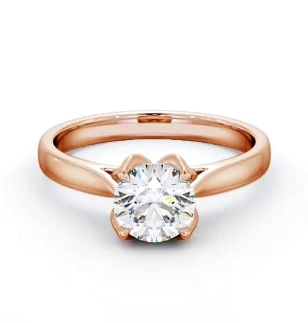 Round Diamond with leaf Shaped Prongs Ring 9K Rose Gold Solitaire ENRD138_RG_THUMB1