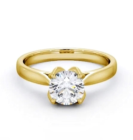 Round Diamond with leaf Shaped Prongs Ring 9K Yellow Gold Solitaire ENRD138_YG_THUMB1