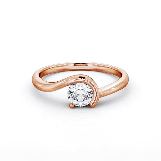 Round Diamond Engagement Ring 18K Rose Gold Solitaire - Gloria ENRD139_RG_HAND