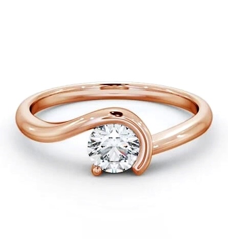 Round Diamond Half Bezel Engagement Ring 9K Rose Gold Solitaire ENRD139_RG_THUMB1