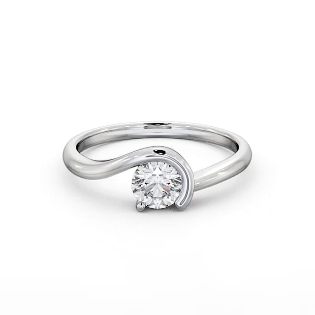 Round Diamond Engagement Ring 18K White Gold Solitaire - Gloria ENRD139_WG_HAND